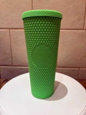 Starbucks Ltd 24oz Studded Bling Grande Tumbler Fall 2021 Neon Green No Straw